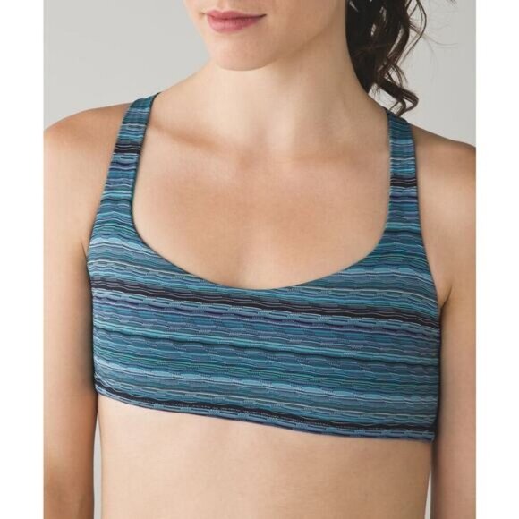 LULULEMON Free To Be Bra Size 6 Space Dye Twist Naval Blue Peacock Blue - Picture 2 of 6